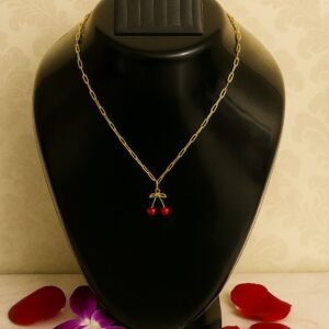Cherry Pendant Gold-Toned Chain Necklace